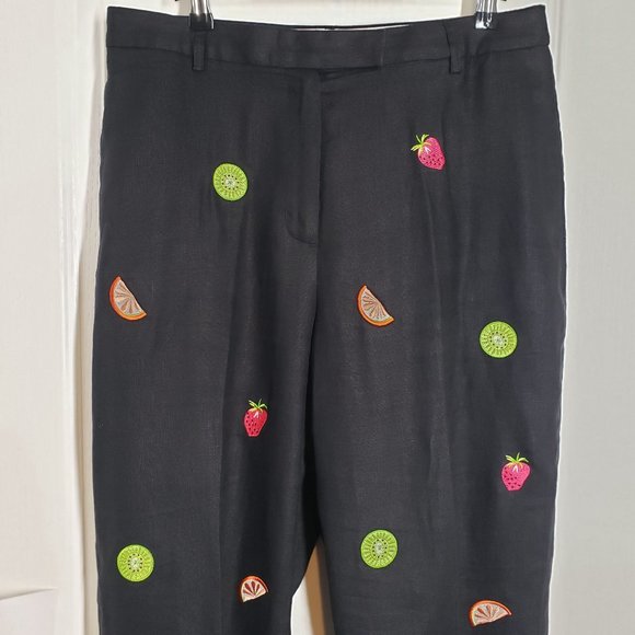 Mercer & Madison Petites Womens Linen Ankle Trouser Pant Size 12P Black Fruit - Picture 6 of 16